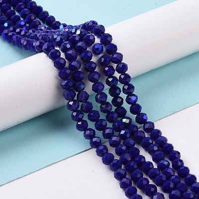 Electroplate Opaque Solid Color Glass Beads Strands EGLA-A034-P10mm-L12-1