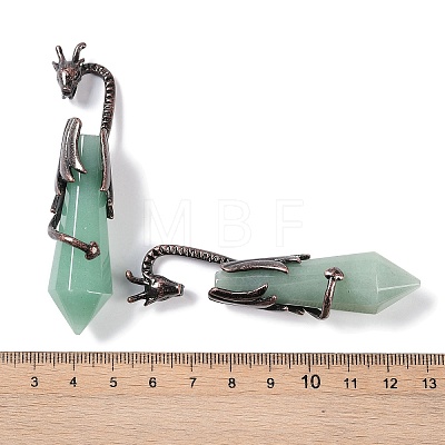 Natural Green Aventurine Faceted Pointed Bullet Big Pendants G-L524-19R-10-1