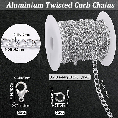 DIY Aluminium Curb Chains Bracelet Necklace Making Kit DIY-SP0001-13A-S-1