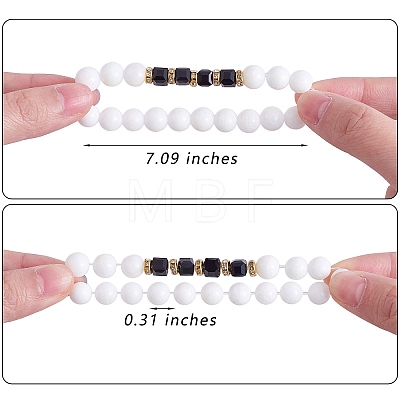 4Pcs 4 Style Natural Malaysia Jade Stretch Bracelets Set with Glass Beaded BJEW-SW00105-05-1