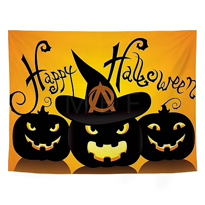 Halloween Theme Pumpkin Pattern Polyester Wall Hanging Tapestry HAWE-PW0001-111A-01-1