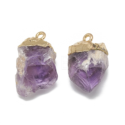 Electroplate Natural Amethyst Pendants G-S336-37A-1