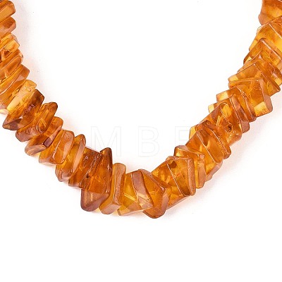 Natural Amber Square Graduated Beaded Necklaces NJEW-T019-03-1