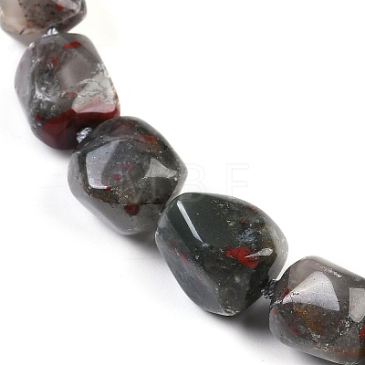 Natural Bloodstone Nuggets Beaded Necklaces for Women Men NJEW-K388-01G-1