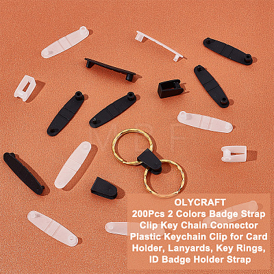 Olycraft 200Pcs 2 Colors Badge Strap Clip Key Chain Connector Plastic Keychain Clip for Card Holder FIND-OC0002-90-1