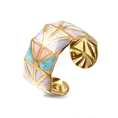 304 Stainless Steel Enamel Wide Cuff Open Rings for Women SA-K003-03A-G-1