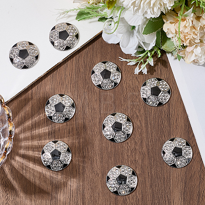10Pcs Sports Balls Alloy Rhinestone Cabochons FIND-SC0023-42-1