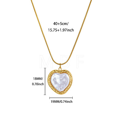 304 Stainless Steel & Imitation Pearl Pendant Necklaces for Women WGC3EE9-01-1