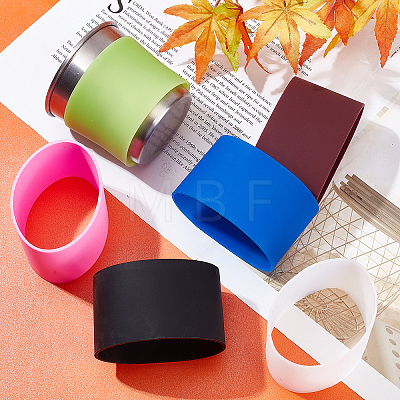 Gorgecraft 6Pcs 6 Colors Silicone Nonslip Heat Resistant Reusable Cup Sleeve SIL-GF0001-08-1