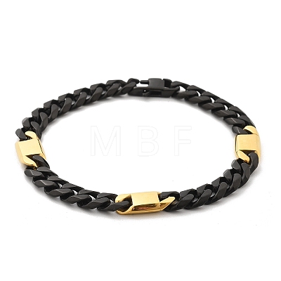 304 Stainless Steel Cuban Link Chains Bracelets for Women Men BJEW-A031-05B-EB-1