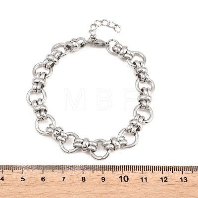 304 Stainless Steel Ring Link Chain Bracelets for Women Men BJEW-H643-10P-1