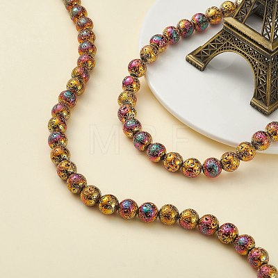 Electroplated Natural Lava Rock Beads Strands LS-G-S352-30D-07-1