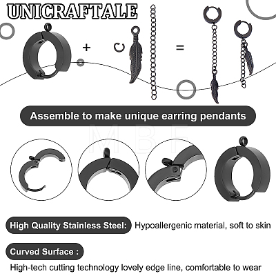 Unicraftale Feather Dangle Hoop Earring Making Kit STAS-UN0036-77-1