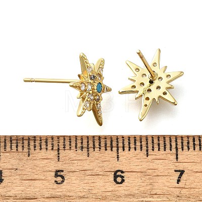 Star Brass Micro Pave Cubic Zirconia Ear Studs EJEW-D304-36G-1