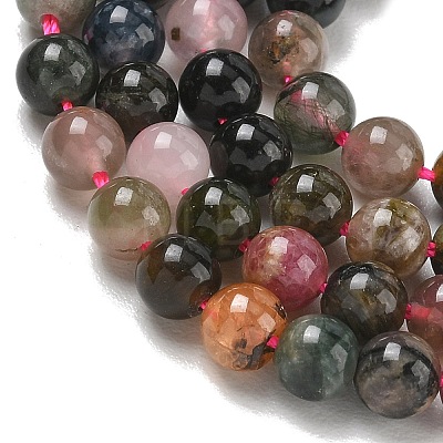 Natural Tourmaline Beads Strands G-R446-6mm-03-1