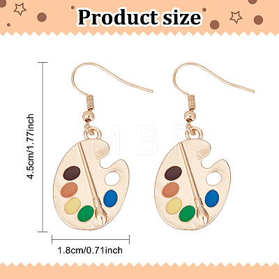 2 Pair 2 Color Colorful Enamel Palette Dangle Earrings EJEW-AN0002-73-1