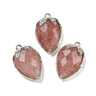 Natural Strawberry Quartz Faceted Pendants G-M431-06P-06-1