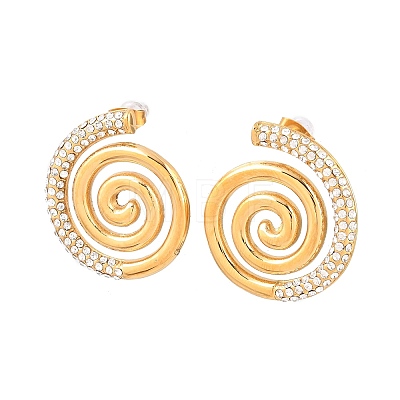 Vortex Spiral 304 Stainless Steel Stud Earrings for Women EJEW-F406-02B-G01-1