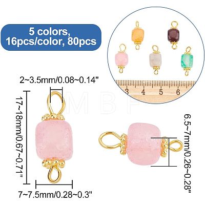 80Pcs 5 Color Natural Agate Connector Charms FIND-HY0001-39-1