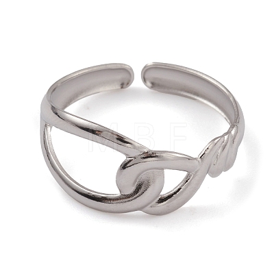 304 Stainless Steel Hollow Knot Open Cuff Rings for Women RJEW-G285-75P-1