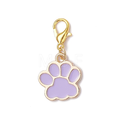 Alloy Enamel Dog Paw Print Pendant Decorations X-HJEW-JM03746-1