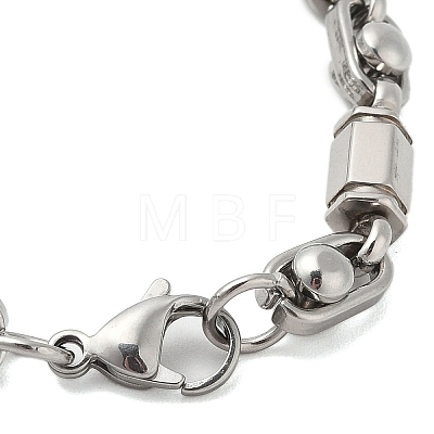 Non-Tarnish 304 Stainless Steel Faceted Column Link Bracelets for Men BJEW-B093-01P-1