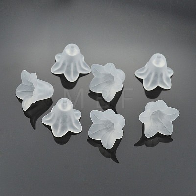 White Frosted Transparent Acrylic Flower Beads X-PLF018-01-1