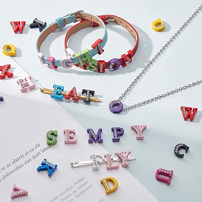 Spray Painted Zinc Alloy Slide Charms ALRI-WH0005-13N-1