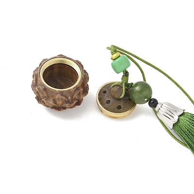 Green Sandalwood Lotus Incense Balls Pendant Decorations HJEW-D300-01B-01PG-1