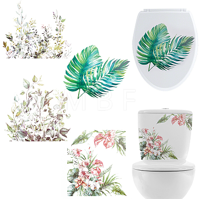 CREATCABIN 4 Sheets 4 Styles Plant PVC Self Adhesive Decorative Stickers DIY-CN0002-96-1