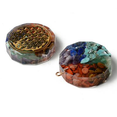 Flat Round Epoxy Resin Pendants G-R478-22J-1