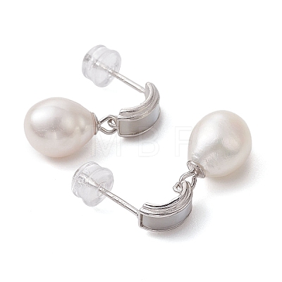 Natural Pearl Ear Studs EJEW-P286-16P-1