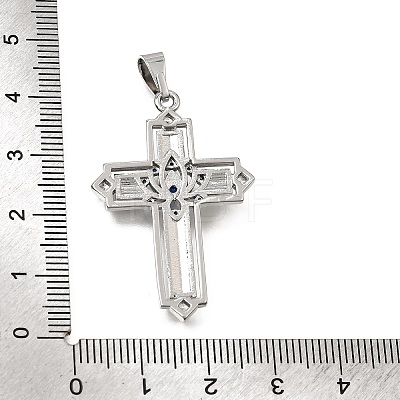 Brass Micro Pave Blue Cubic Zirconia Pendants CU-CBA4BAF-02P-1