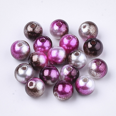 Rainbow ABS Plastic Imitation Pearl Beads X-OACR-Q174-4mm-12-1