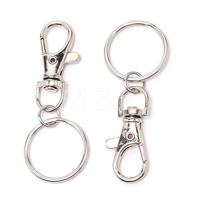 Alloy Swivel Lobster Claw Clasps with Key Split Rings FIND-WH0060-47P-1