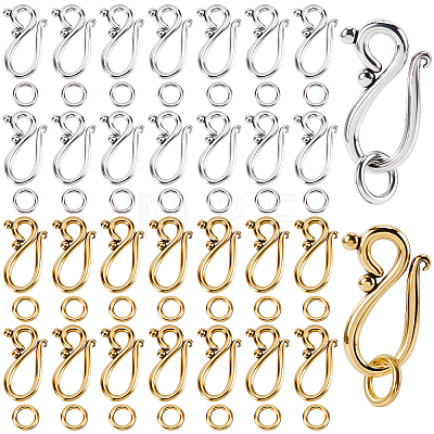 100Bags 2Colors Tibetan Style Hook and Eye Clasps FIND-SP0006-15-1