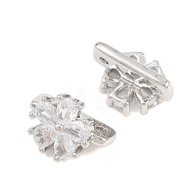 SHEGRACE Flower Brass Micro Pave Clear Cubic Zirconia Spacer Bars XGRQ5K154-827P-1