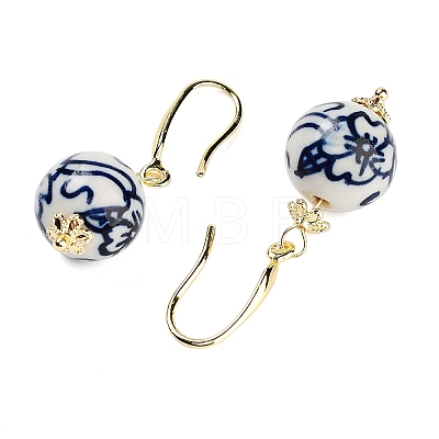 Round Porcelain Dangle Earrings EJEW-G398-10-1