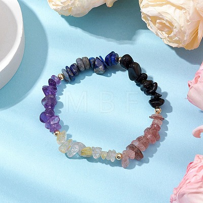 Aries Guardian Gemstone Stretch Bracelets BJEW-JB11108-03-1