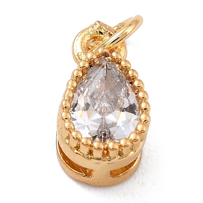 Real 18K Gold Plated Brass Inlaid Cubic Zirconia Charms ZIRC-L100-077G-01-1