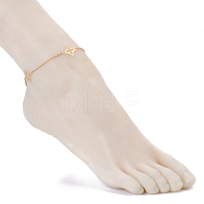 304 Stainless Steel Clover Link Anklets AJEW-AN00410-1