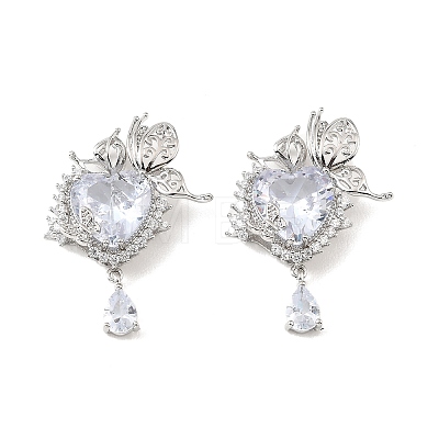 Brass & Clear Cubic Zirconia Pendants KK-G558-04P-1
