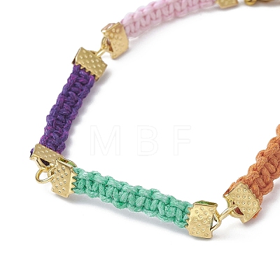 Braided Waxed Polyester Rectangle Link Chain Bracelets BJEW-JB10001-1