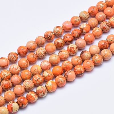Natural Imperial Jasper Beads Strands G-A175B-8mm-07-1