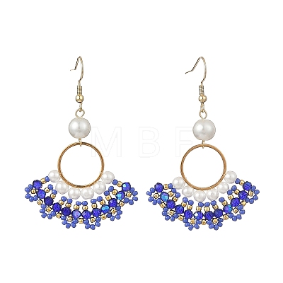 Glass Braided Beads Dangle Earrings EJEW-MZ00747-03-1