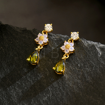 Brass Teardrop Dangle Stud Earrings LS-SW0277-1