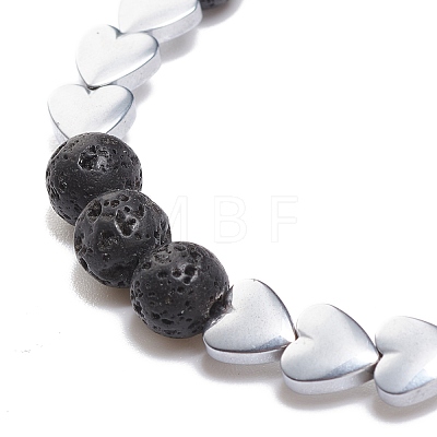 4Pcs 4 Style Natural Lava Rock & Synthetic Hematite Beaded Stretch Bracelets Set BJEW-JB08480-1