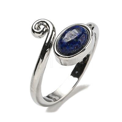 Natural Lapis Lazuli Adjustable Rings RJEW-K269-08P-01-1