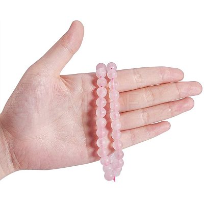 Frosted Natural Rose Quartz Bead Strands G-PH0028-8mm-17-1