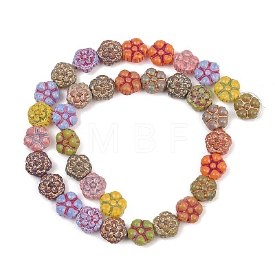 Painted Glass Beads Strands GLAA-F133-07H-1
